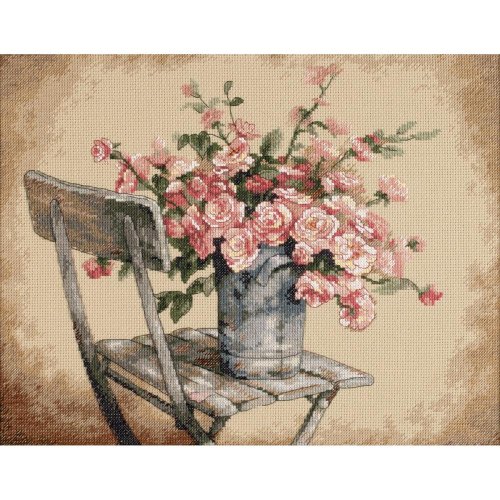 (image for) Roses On White Chair Counted Cross Stitch Kit